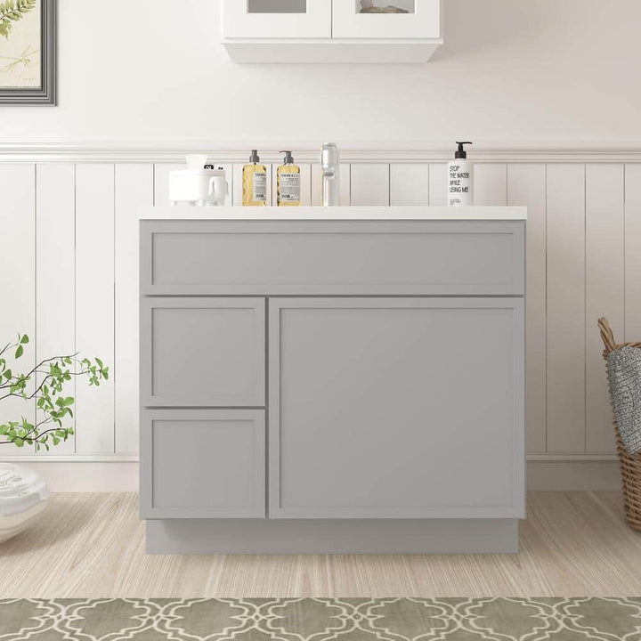 Vanity Art 36 in. W x 21 in. D x 32.5 in. H 2-Left Drawers Bath Vanity Cabinet without Top in Gray