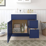 Vanity Art 36 in. W x 21 in. D x 32.5 in. H 2-Right Drawers Bath Vanity Cabinet without Top in Blue