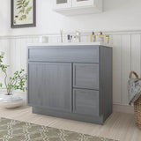 Vanity Art 36 in. W x 21 in. D x 32.5 in. H 2-Right Drawers Bath Vanity Cabinet without Top in Smoky Gray