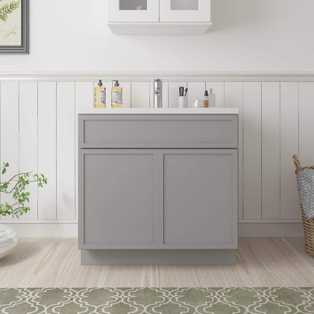 Vanity Art 36 in. W x 21 in. D x 32.5 in. H 2-Doors Bath Vanity Cabinet without Top in Gray