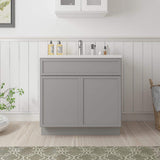 Vanity Art 36 in. W x 21 in. D x 32.5 in. H 2-Doors Bath Vanity Cabinet without Top in Gray