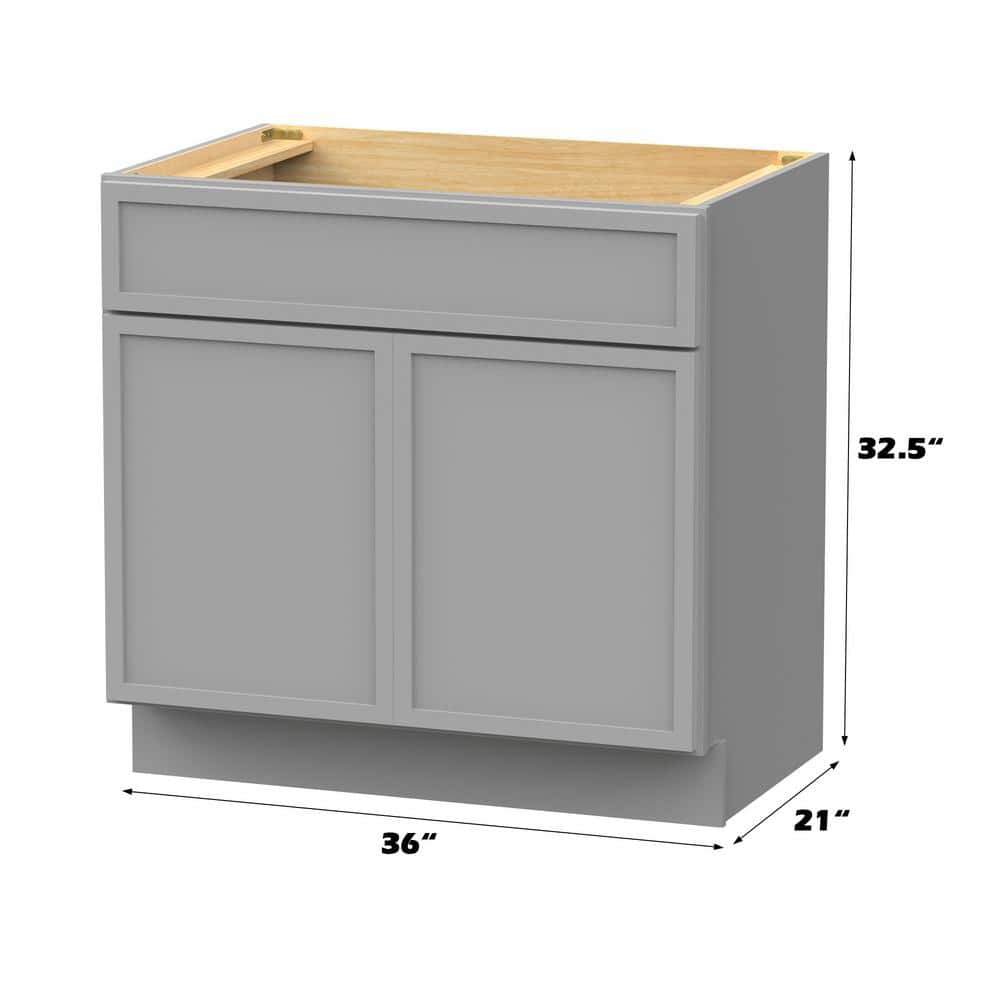 Vanity Art 36 in. W x 21 in. D x 32.5 in. H 2-Doors Bath Vanity Cabinet without Top in Gray