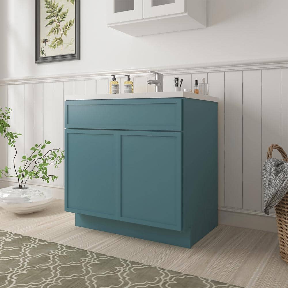 Vanity Art 36 in. W x 21 in. D x 32.5 in. H 2-Doors Bath Vanity Cabinet without Top in Sea Green