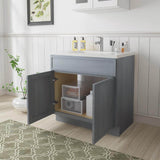 Vanity Art 36 in. W. x 21 in. D x 32.5 in. H 2-Doors Bath Vanity Cabinet without Top in Smoky Gray