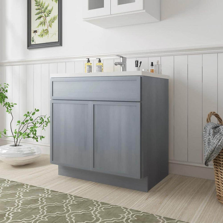 Vanity Art 36 in. W. x 21 in. D x 32.5 in. H 2-Doors Bath Vanity Cabinet without Top in Smoky Gray