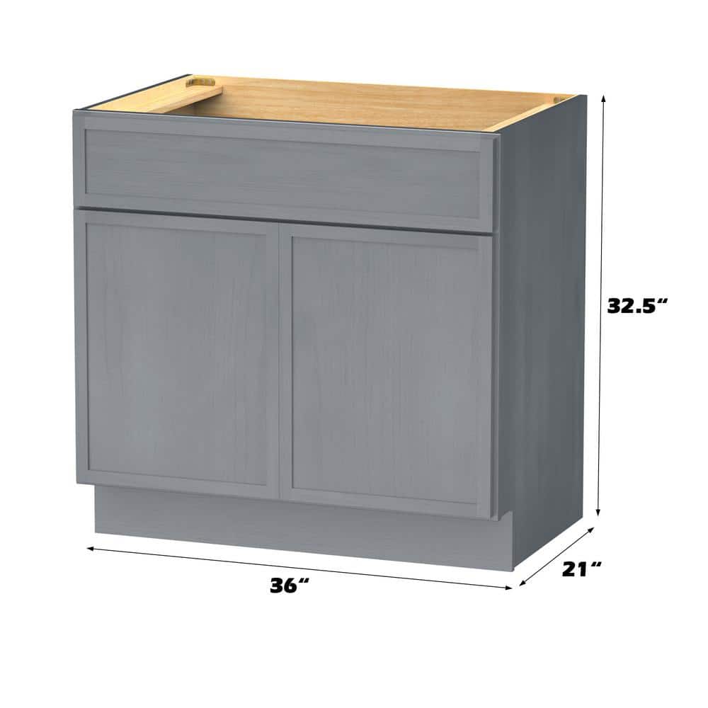 Vanity Art 36 in. W. x 21 in. D x 32.5 in. H 2-Doors Bath Vanity Cabinet without Top in Smoky Gray