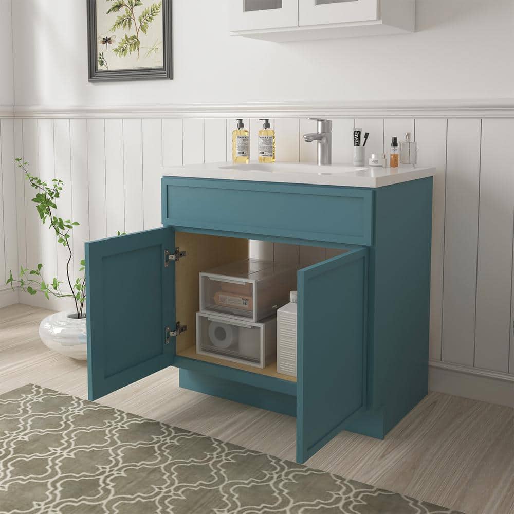 Vanity Art 39 in. W x 21 in. D x 32.5 in. H 2-Doors Bath Vanity Cabinet without Top in Sea Green