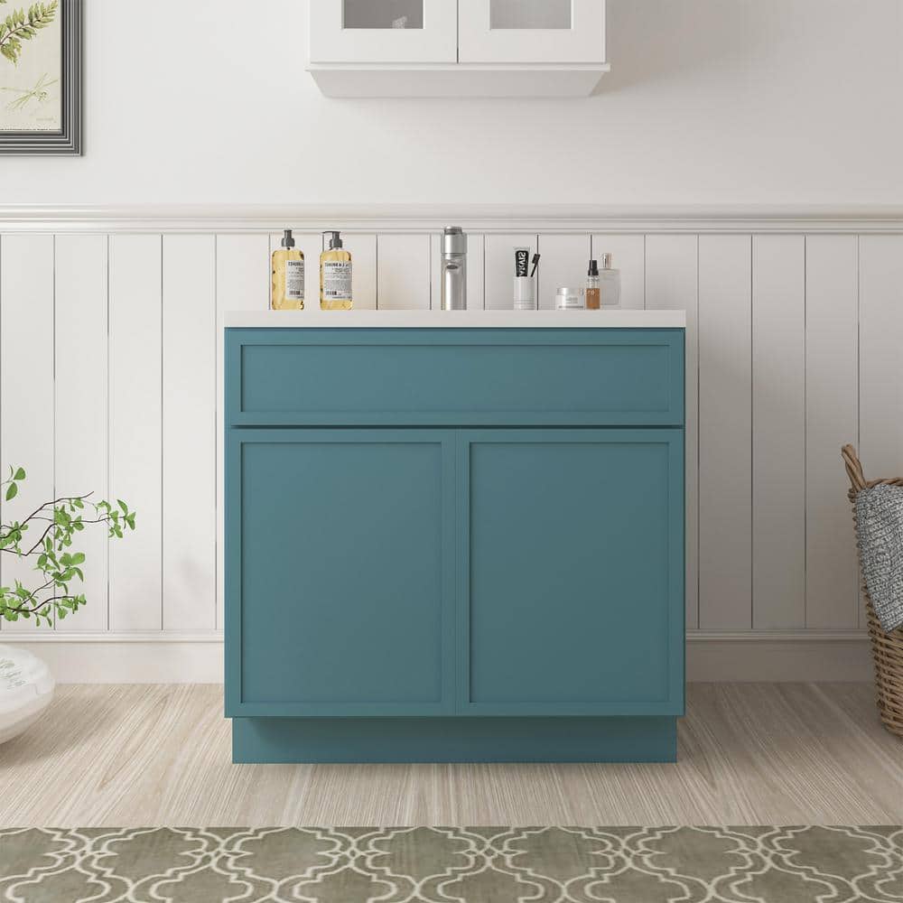 Vanity Art 39 in. W x 21 in. D x 32.5 in. H 2-Doors Bath Vanity Cabinet without Top in Sea Green