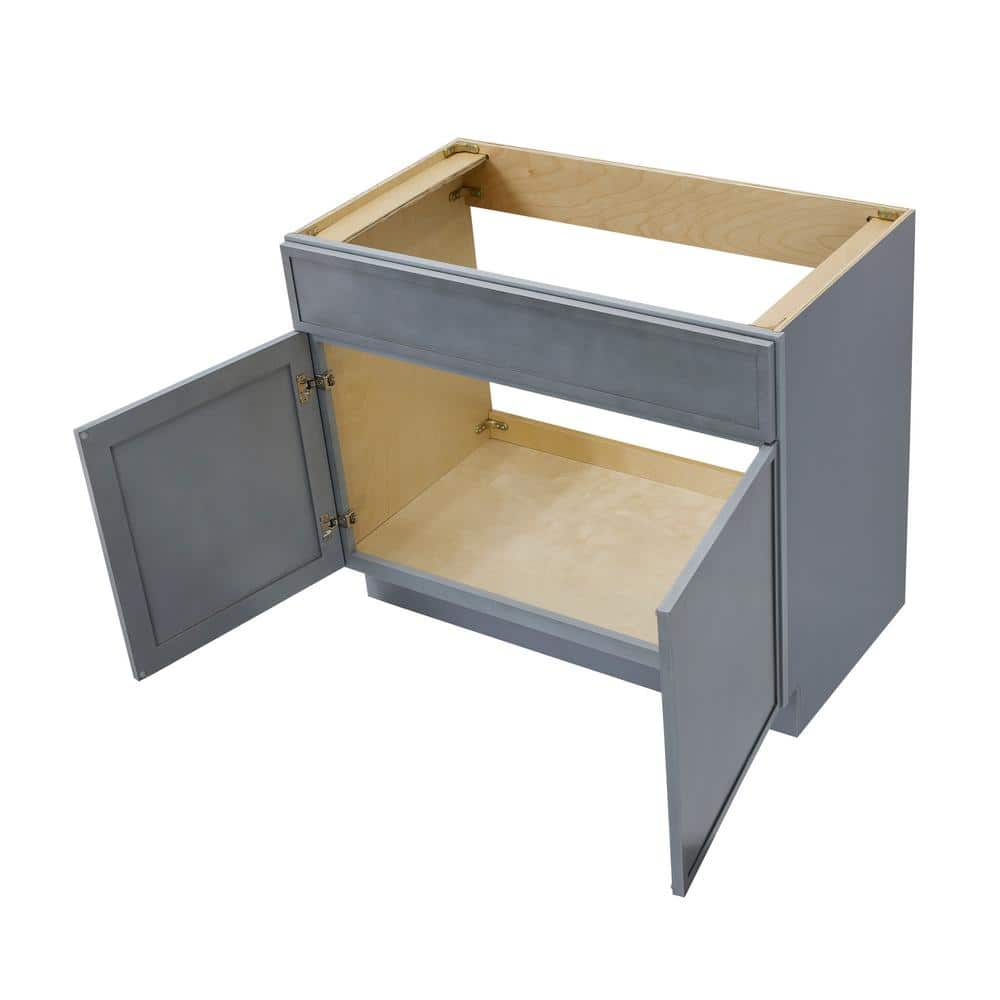 Vanity Art 39 in. W x 21 in. D x 32.5 in. H 2-Doors Bath Vanity Cabinet without Top in Smoky Gray