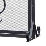 Vanity Art Brescia Black Iron 2-Panel Fireplace Screen with Decorative Filigree