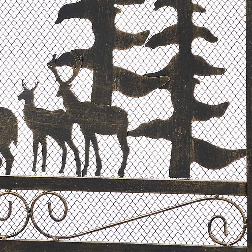 Vanity Art Savona Black Iron 3-Panel Fireplace Screen with Decorative Filigree
