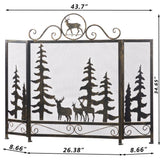 Vanity Art Savona Black Iron 3-Panel Fireplace Screen with Decorative Filigree