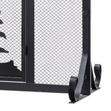 Vanity Art Ravenna Black Iron 1-Panel Fireplace Screen with Decorative Filigree