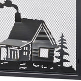 Vanity Art Ravenna Black Iron 1-Panel Fireplace Screen with Decorative Filigree