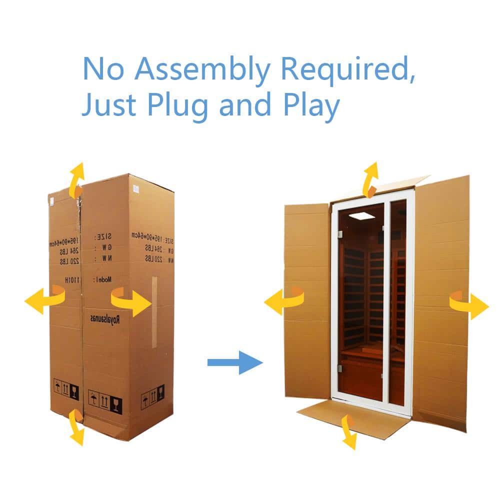 Vanity Art 2-Person Extendable Indoor FAR Infrared Sauna Bluetooth Compatible with 6-Carbon Heaters