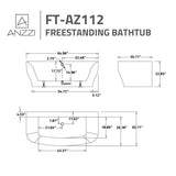 ANZZI Bank 65 in. L x 31 in. W Acrylic Flatbottom Freestanding Non-Whirlpool Bathtub with Deck-Mounted Faucet Platform, Glossy White