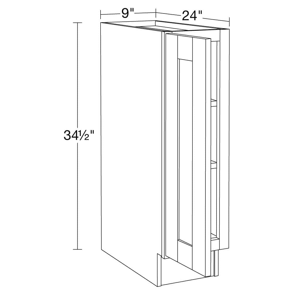 Contractor Express Cabinets Arlington Veiled Gray Plywood Shaker Stock Assembled Base Kitchen Cabinet Soft Close 9 in W x 24 in D x 34.5 in H