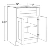 Contractor Express Cabinets Arlington Veiled Gray Plywood Shaker Stock Assembled Base Kitchen Cabinet Soft Close 24 in W x 24 in D x 34.5 in H