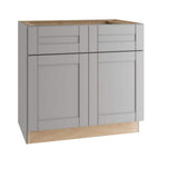 Contractor Express Cabinets Arlington Veiled Gray Plywood Shaker Stock Assembled Base Kitchen Cabinet Soft Close 33 in W x 24 in D x 34.5 in H