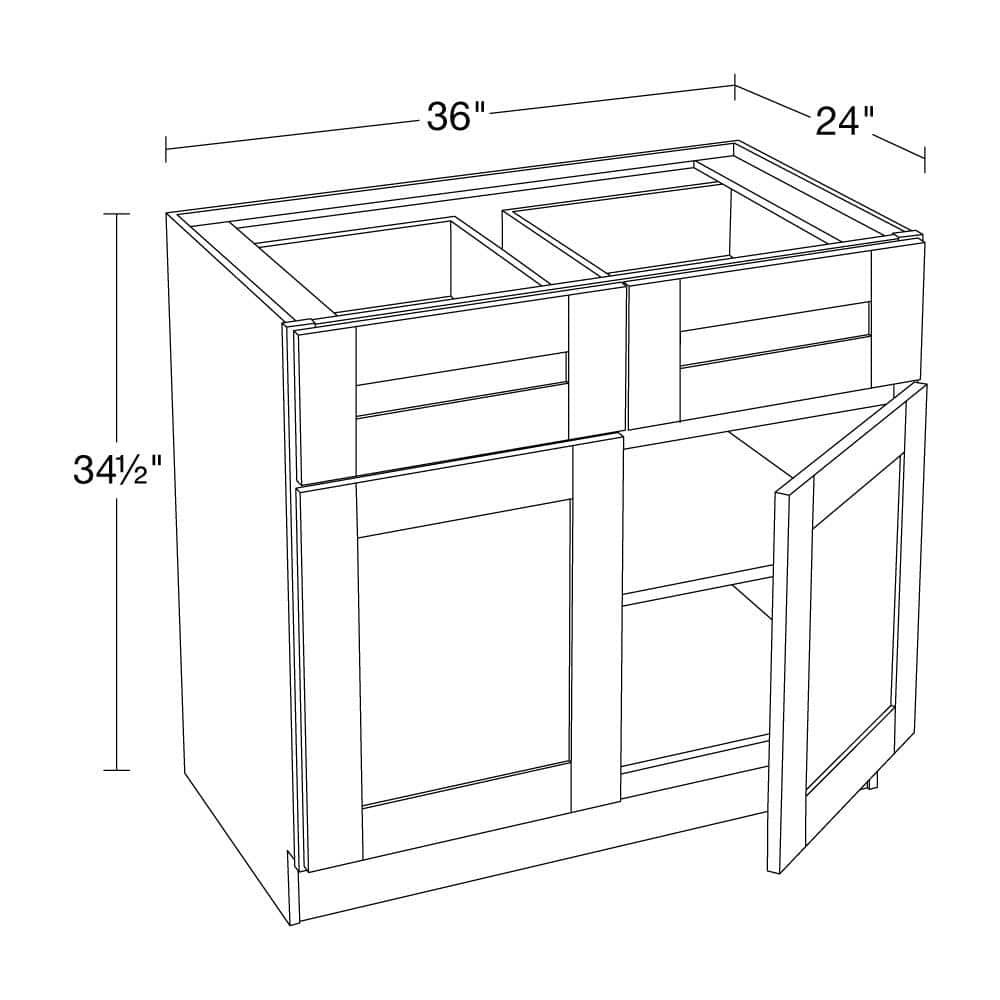 Contractor Express Cabinets Arlington Veiled Gray Plywood Shaker Stock Assembled Base Kitchen Cabinet Soft Close 36 in W x 24 in D x 34.5 in H