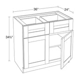 Contractor Express Cabinets Arlington Veiled Gray Plywood Shaker Stock Assembled Base Kitchen Cabinet Soft Close 36 in W x 24 in D x 34.5 in H