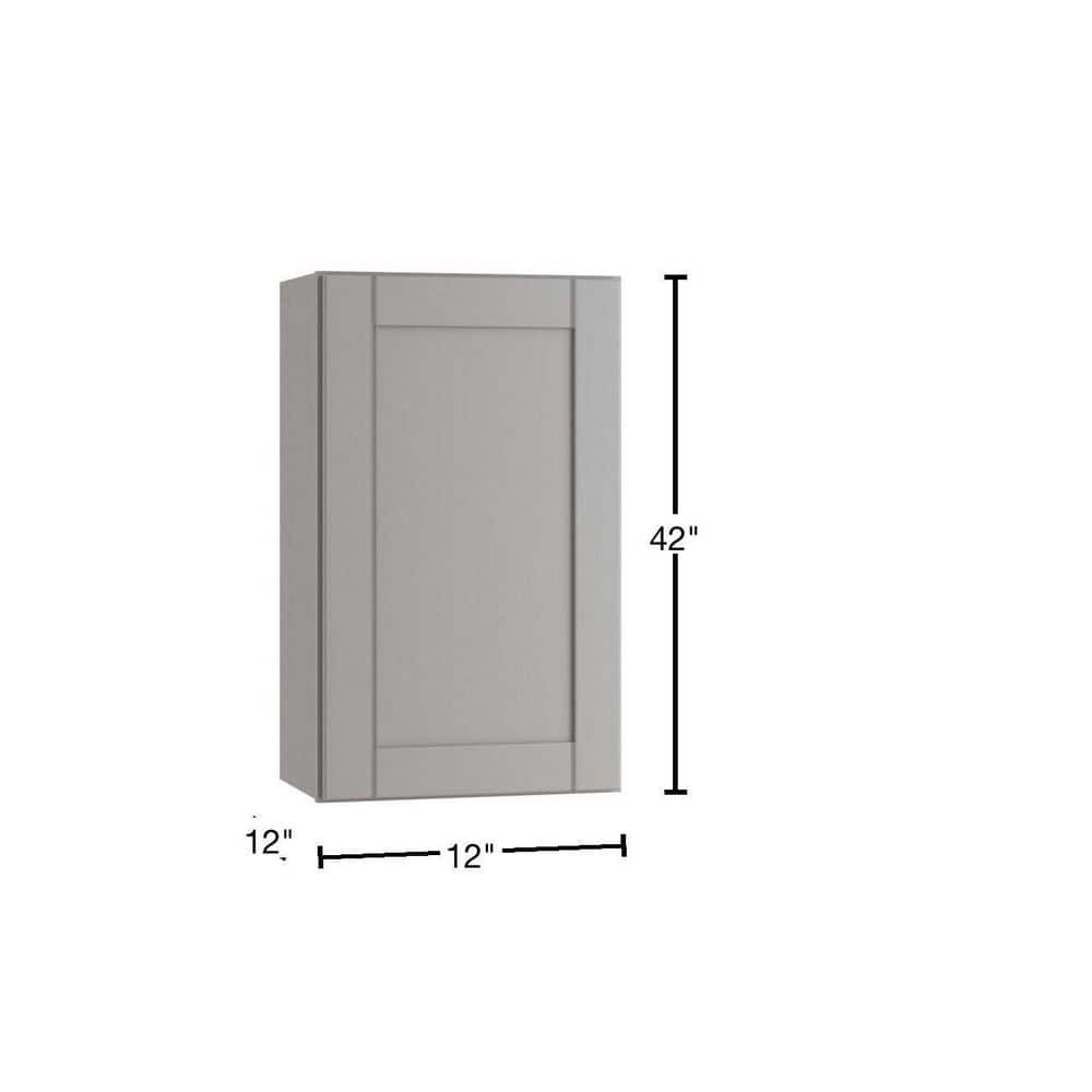Contractor Express Cabinets Arlington Veiled Gray Plywood Shaker Stock Assembled Wall Kitchen Cabinet Soft Close 12 in W x 12 in D x 42 in H