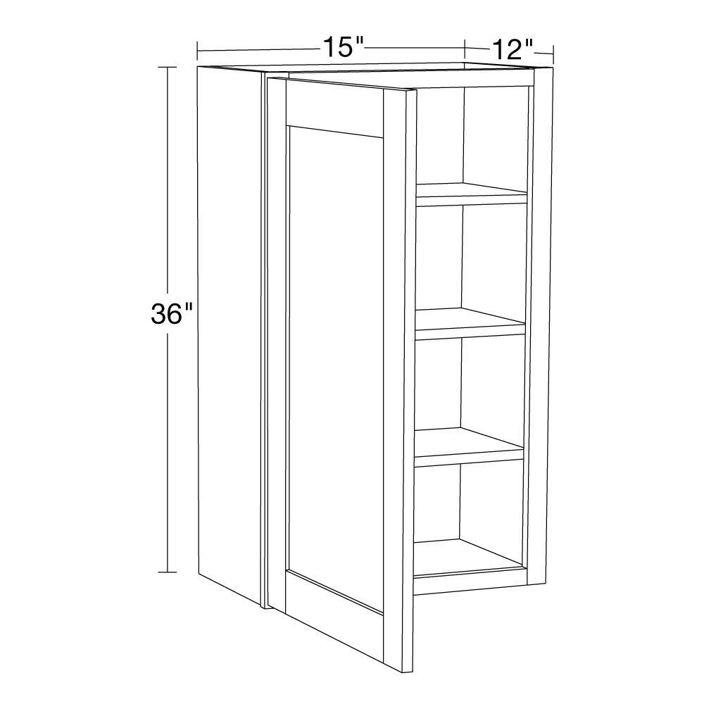 Contractor Express Cabinets Arlington Veiled Gray Plywood Shaker Stock Assembled Wall Kitchen Cabinet Soft Close 15 in W x 12 in D x 36 in H