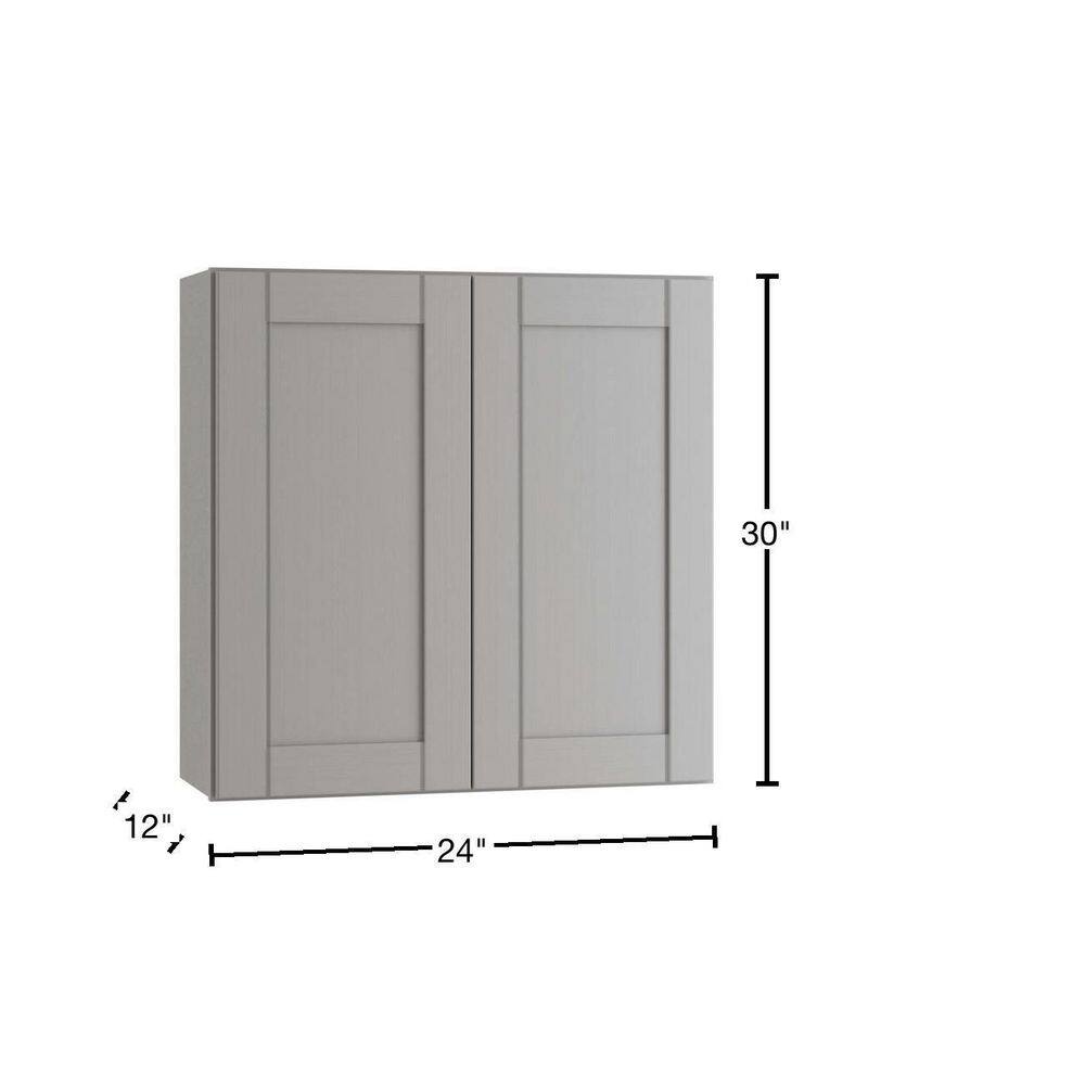 Contractor Express Cabinets Arlington Veiled Gray Plywood Shaker Stock Assembled Wall Kitchen Cabinet Soft Close 24 in W x 12 in D x 30 in H