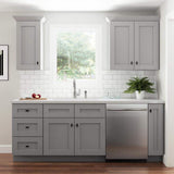 Contractor Express Cabinets Arlington Veiled Gray Plywood Shaker Stock Assembled Wall Kitchen Cabinet Soft Close 27 in W x 12 in D x 42 in H
