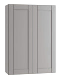 Contractor Express Cabinets Arlington Veiled Gray Plywood Shaker Stock Assembled Wall Kitchen Cabinet Soft Close 27 in W x 12 in D x 42 in H