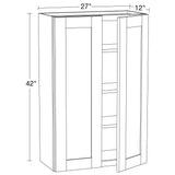 Contractor Express Cabinets Arlington Veiled Gray Plywood Shaker Stock Assembled Wall Kitchen Cabinet Soft Close 27 in W x 12 in D x 42 in H