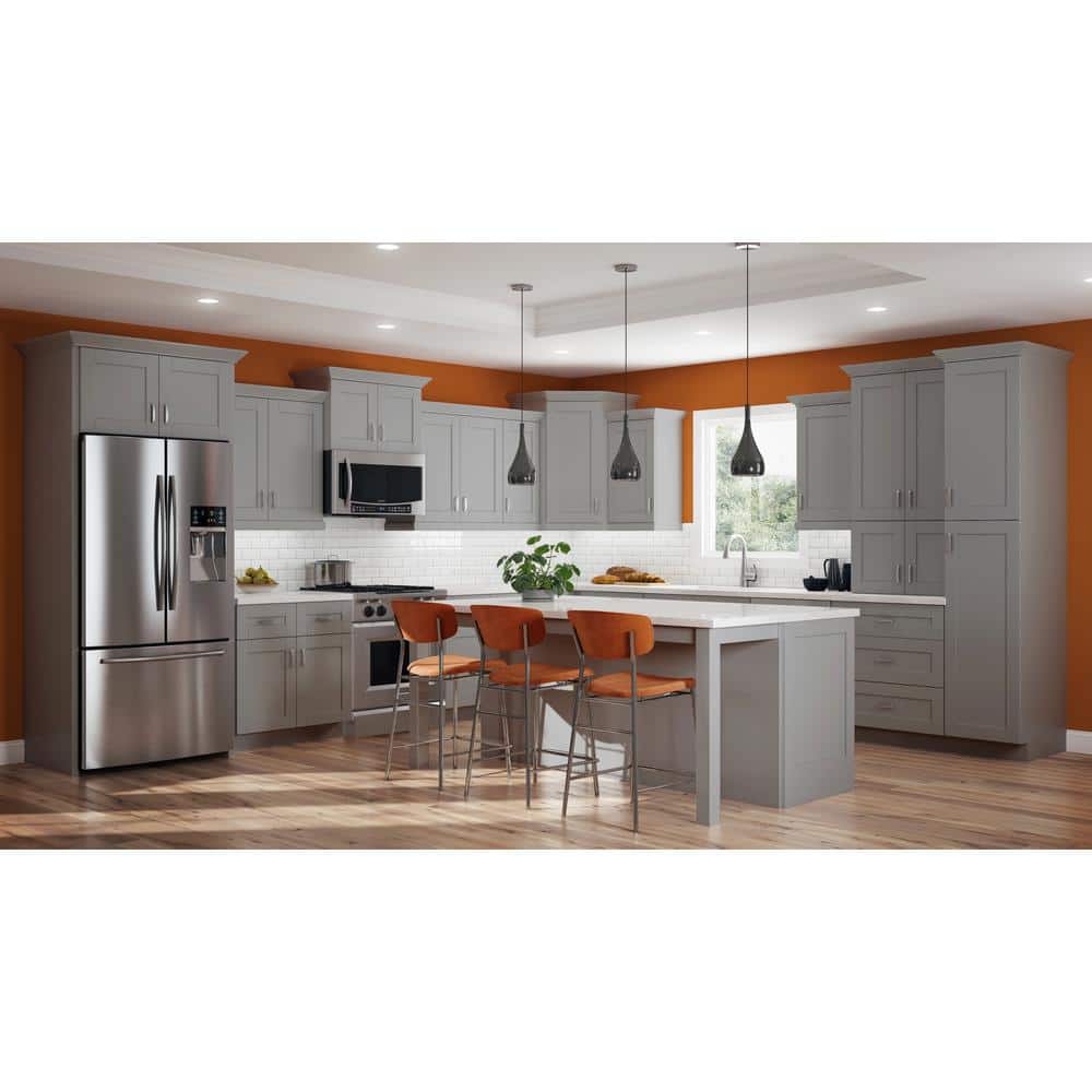 Contractor Express Cabinets Arlington Veiled Gray Plywood Shaker Stock Assembled Wall Kitchen Cabinet Soft Close 30 in W x 12 in D x 24 in H