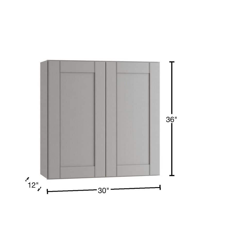 Contractor Express Cabinets Arlington Veiled Gray Plywood Shaker Stock Assembled Wall Kitchen Cabinet Soft Close 30 in W x 12 in D x 36 in H