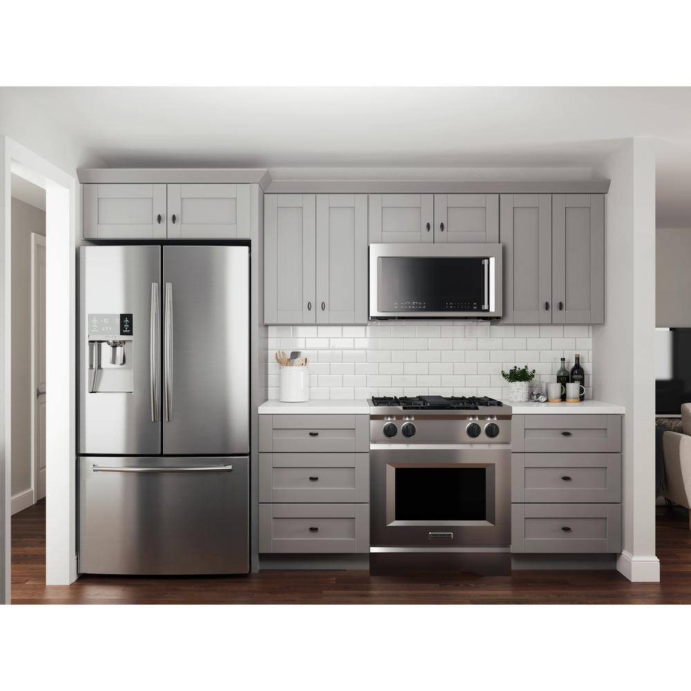 Contractor Express Cabinets Arlington Veiled Gray Plywood Shaker Stock Assembled Wall Kitchen Cabinet Soft Close 33 in W x 12 in D x 30 in H