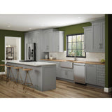 Contractor Express Cabinets Arlington Veiled Gray Plywood Shaker Stock Assembled Wall Kitchen Cabinet Soft Close 36 in W x 12 in D x 24 in H