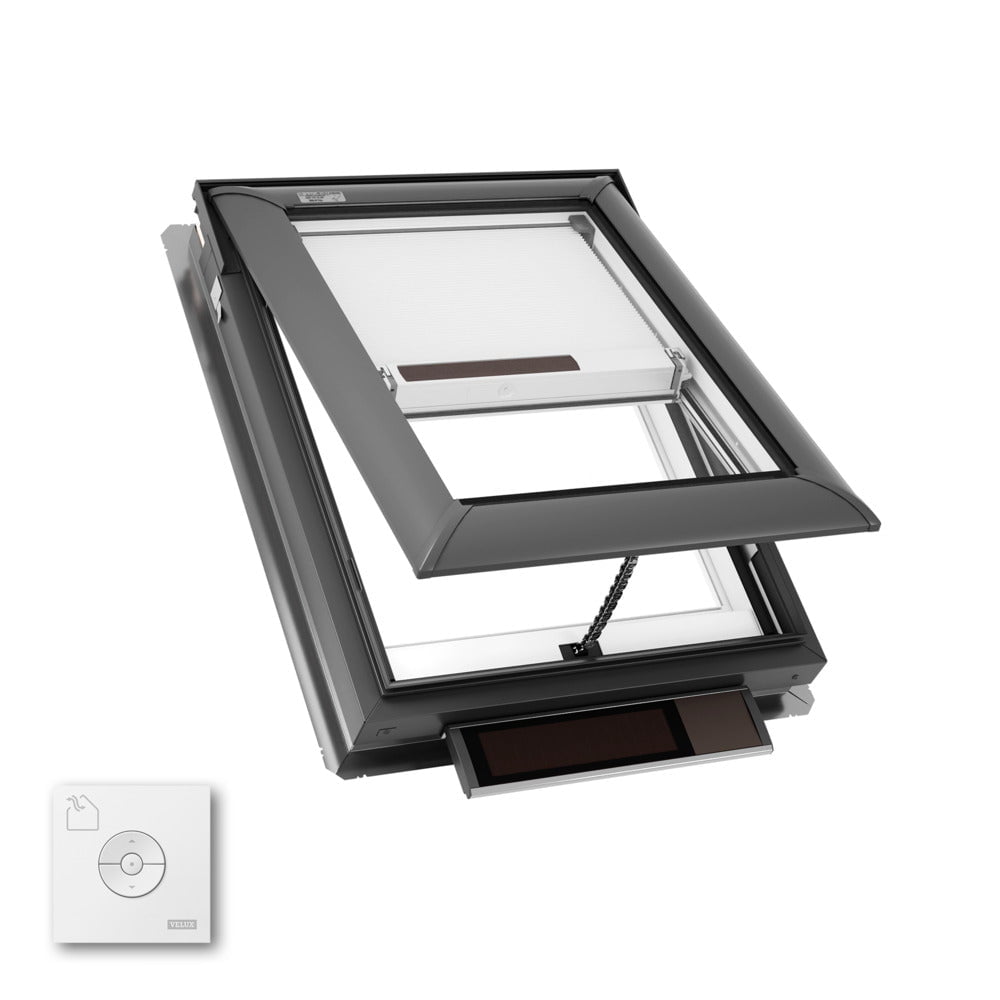 VELUX Solar Powered Venting Deck Mount Skylight - White Solar Powered Shade image 4