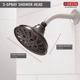 Delta Pivotal 5-Spray 6 in. Wall Mount Fixed Rain H2Okinetic Shower Head in Venetian Bronze