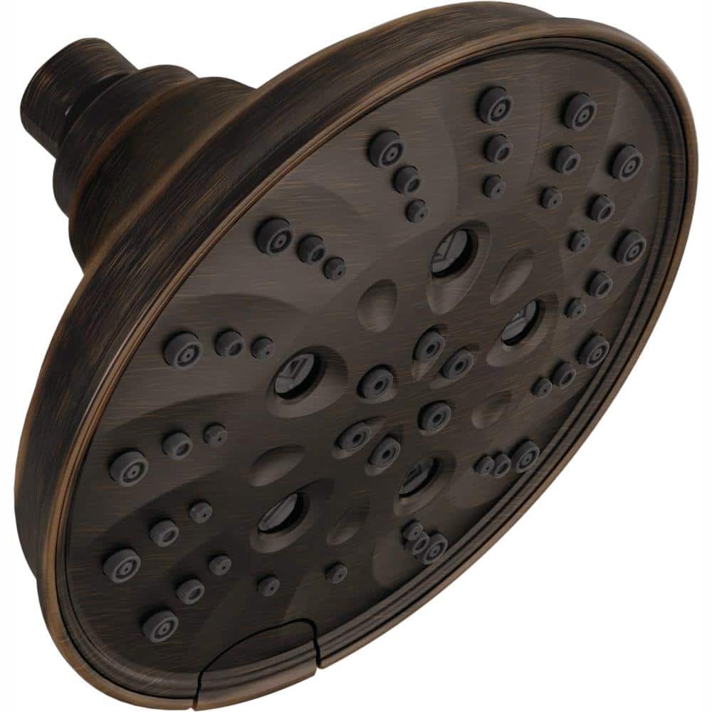Delta Pivotal 5-Spray 6 in. Wall Mount Fixed Rain H2Okinetic Shower Head in Venetian Bronze