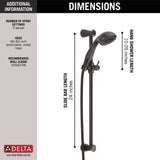 Delta 3-Spray Slide Bar Hand Shower, 24-in Bar, Venetian Bronze, 2.5 GPM, 70-in Hose