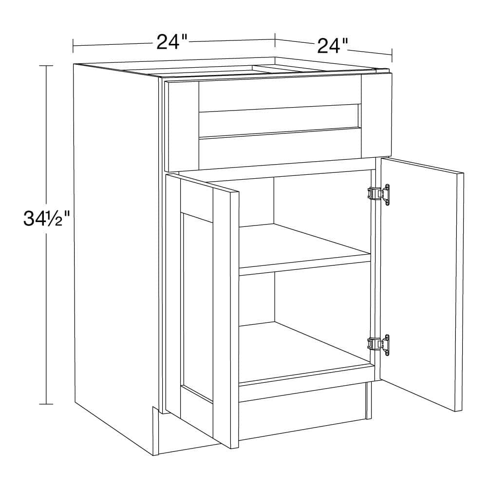 Richmond Venetian Onyx Plywood Shaker Ready to Assemble Base Kitchen Cabinet Soft Close 24 in W x 24 in D x 34.5 in H