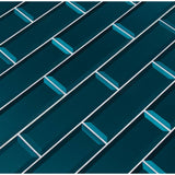 MSI Verde Azul Beveled 2.5 in. x 9 in. x 8mm Glossy Glass Blue Subway Tile (5.6 sq. ft. / case)