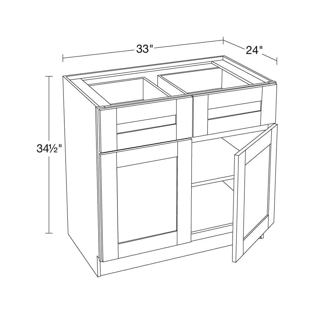 Arlington Vesper White Plywood Shaker Stock Assembled Base Kitchen Cabinet Soft Close 33 in W x 24 in D x 34.5 in H