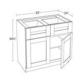 Arlington Vesper White Plywood Shaker Stock Assembled Base Kitchen Cabinet Soft Close 33 in W x 24 in D x 34.5 in H
