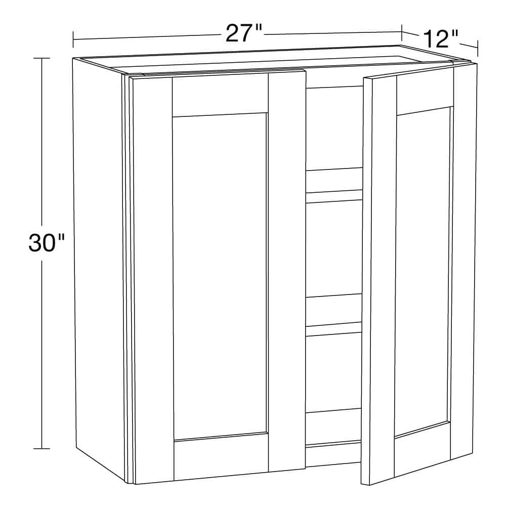 Arlington Vesper White Plywood Shaker Stock Assembled Wall Kitchen Cabinet Soft Close 27 in W x 12 in D x 30 in H