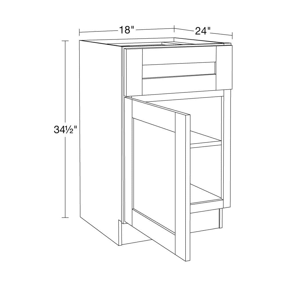 Contractor Express Cabinets Arlington Vesper White Plywood Shaker Stock Assembled Base Kitchen Cabinet Soft Close 18 in W x 24 in D x 34.5 in H