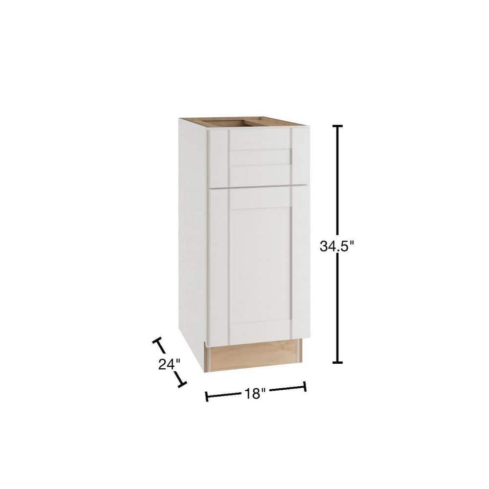 Contractor Express Cabinets Arlington Vesper White Plywood Shaker Stock Assembled Base Kitchen Cabinet Soft Close 18 in W x 24 in D x 34.5 in H