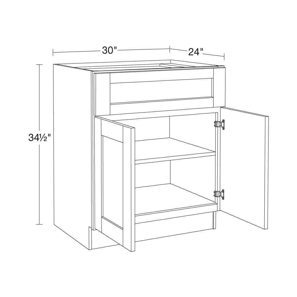 Contractor Express Cabinets Arlington Vesper White Plywood Shaker Stock Assembled Base Kitchen Cabinet Soft Close 30 in W x 24 in D x 34.5 in H