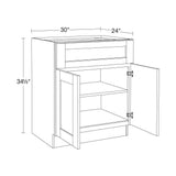 Contractor Express Cabinets Arlington Vesper White Plywood Shaker Stock Assembled Base Kitchen Cabinet Soft Close 30 in W x 24 in D x 34.5 in H