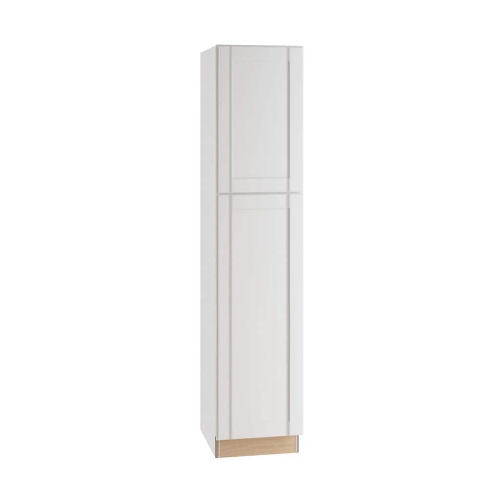 Contractor Express Cabinets Arlington Vesper White Plywood Shaker Stock Assembled Pantry Kitchen Cabinet Soft Close 18 in W x 24 in D x 90 in H