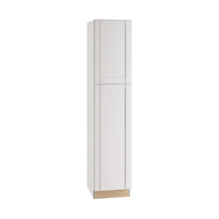 Contractor Express Cabinets Arlington Vesper White Plywood Shaker Stock Assembled Pantry Kitchen Cabinet Soft Close Left 18 in W x 24 in D x 96 in H
